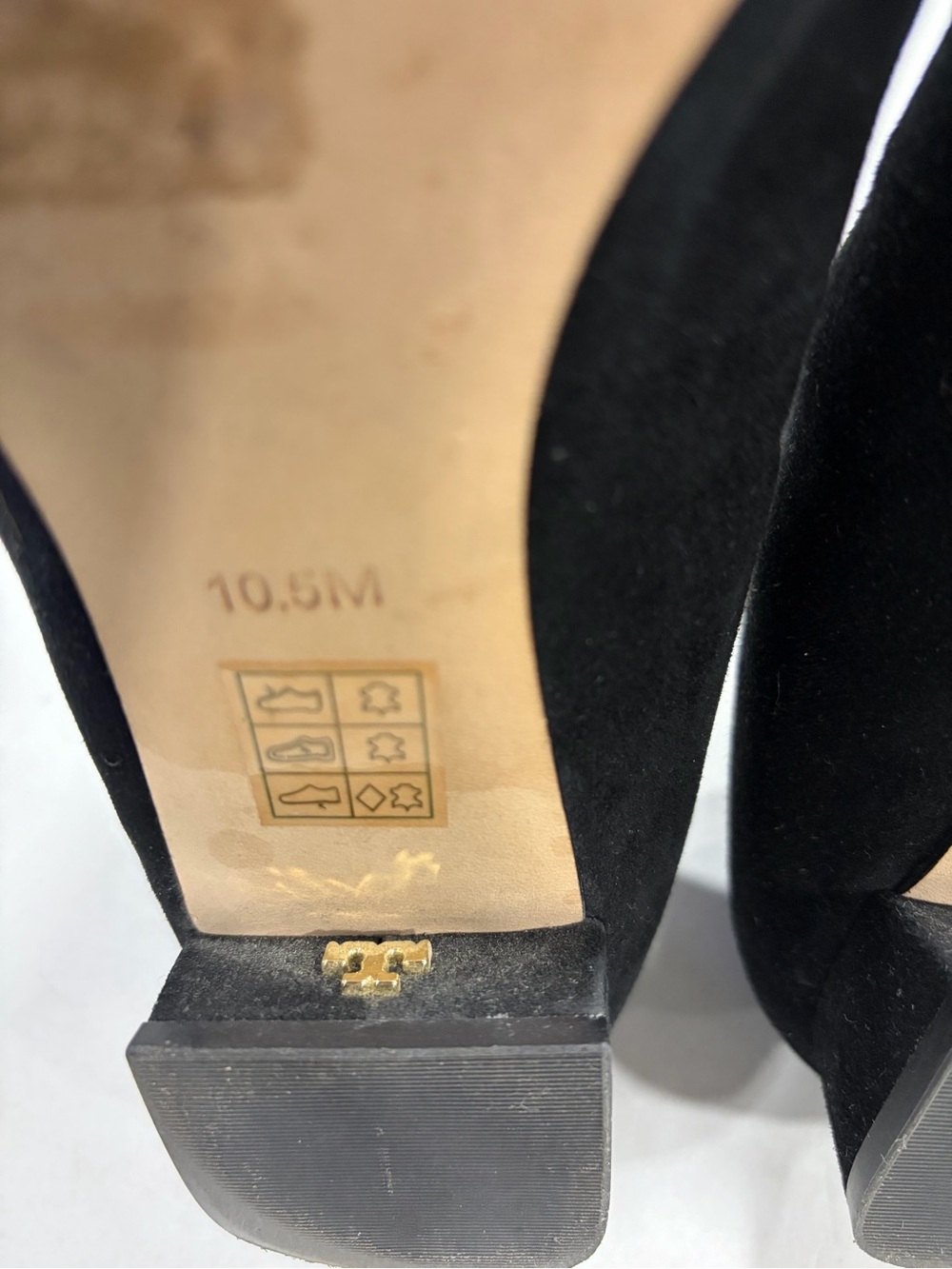 Tory Burch Black Suede Logo Plaque Flats - Picture 8 of 12